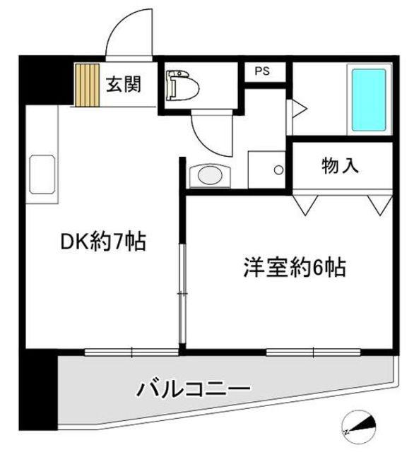 サニークレイン(1DK/2階)の間取り写真