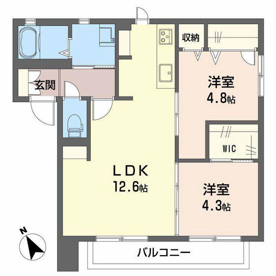 TWINS A棟(2LDK/2階)の間取り写真