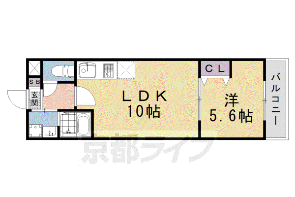 SOLITAIRE梅小路(1LDK/2階)の間取り写真