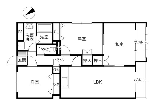 ブロッサムガーデンもりの里(3LDK/3階)の間取り写真
