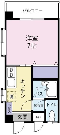 レトワール梁川(1K/4階)の間取り写真