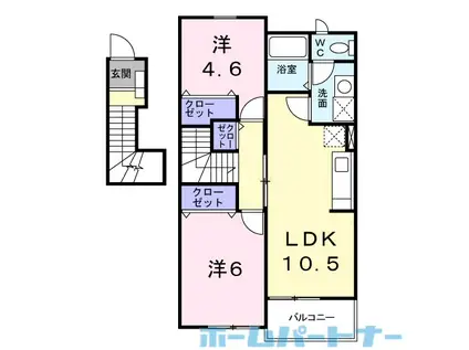 サントゥール サウス(2LDK/2階)の間取り写真