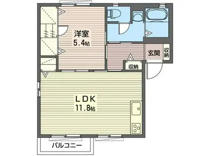 グランレーブA(1LDK/2階)の間取り写真