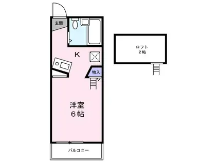 ミロハウス(1K/2階)の間取り写真