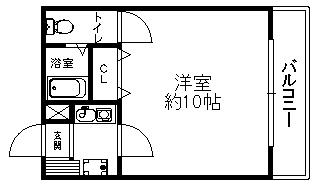 セレーノ箕面(1K/1階)の間取り写真