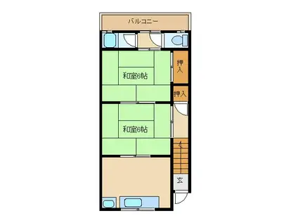 栄荘(2DK/2階)の間取り写真