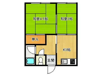 コーポ味松(2K/2階)の間取り写真