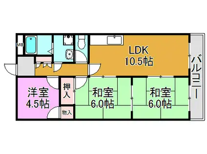 ハイツ大発(3LDK/1階)の間取り写真