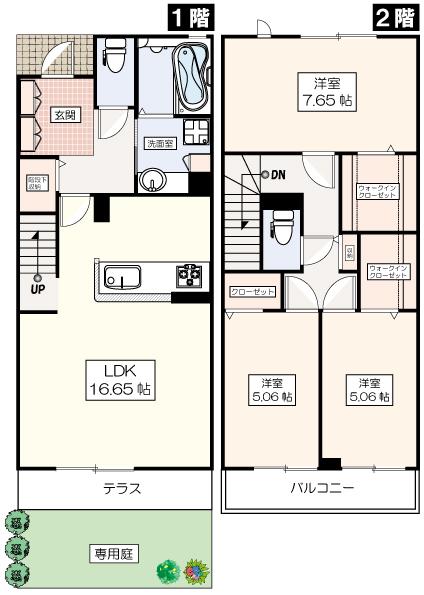 レスト武蔵野(3LDK/2階)の間取り写真