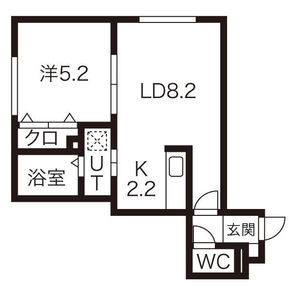 アメニティ手稲本町(1LDK/2階)の間取り写真