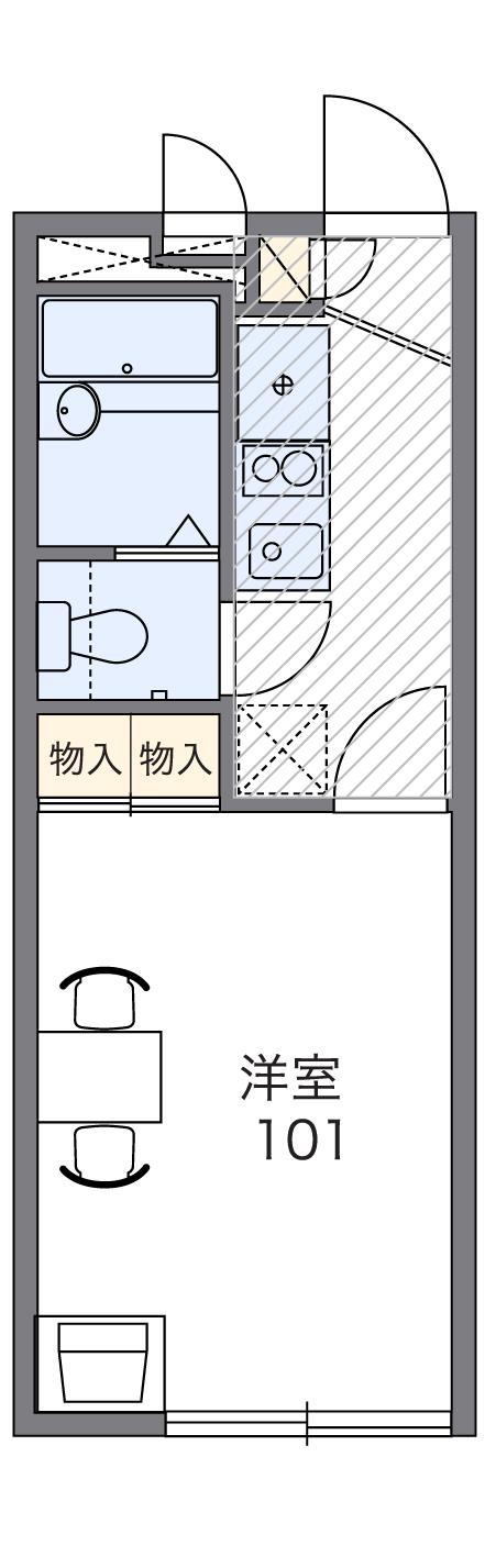 レオパレスロックヒルズ竜が岡(1K/2階)の間取り写真