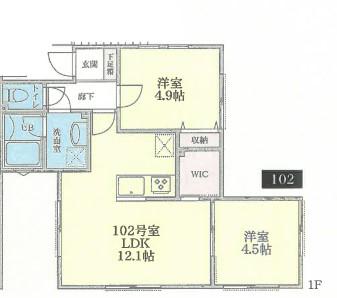 ルセロ大倉山(2LDK/1階)の間取り写真