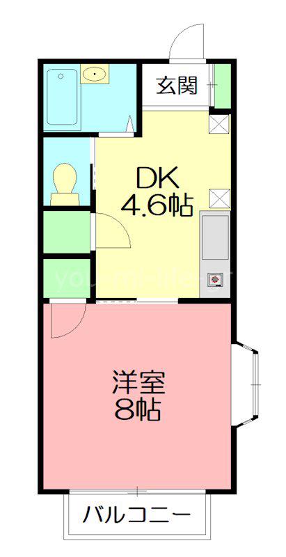 BELLハイツ湘南(1DK/2階)の間取り写真