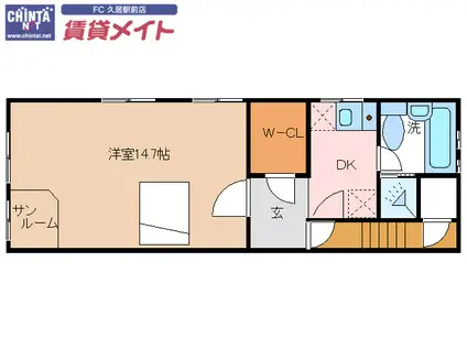 藤ヴァレイII(1DK/3階)の間取り写真