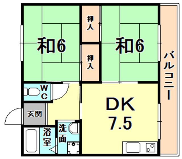 甲陽マンション(2DK/2階)の間取り写真