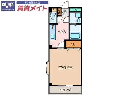 メゾン花 壱番館(1K/1階)の間取り写真