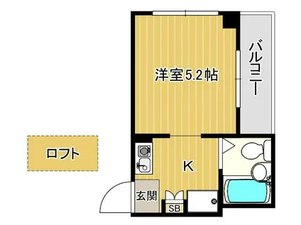 グレード旭ヶ丘(1K/3階)の間取り写真