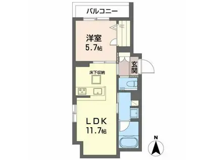 AVENIR旭ヶ丘(1LDK/3階)の間取り写真