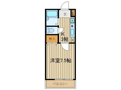 ドミール(1K/1階)の間取り写真