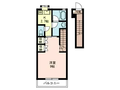 エスポワールA(1K/2階)の間取り写真
