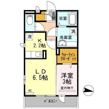 エトワール西小路(1LDK/2階)の間取り写真