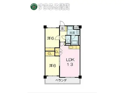 グラシャスベル広幡(2LDK/1階)の間取り写真