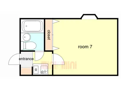 コーポ旗塚(ワンルーム/2階)の間取り写真