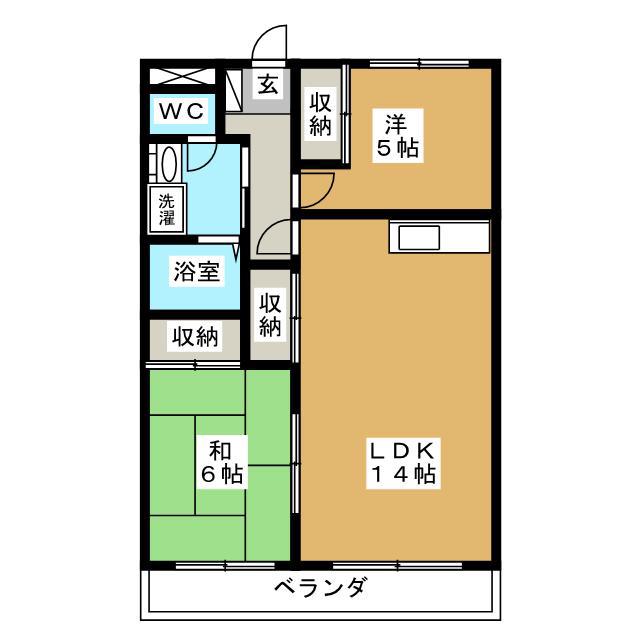 グリーンディヒルズ櫻井 C棟(2LDK/3階)の間取り写真