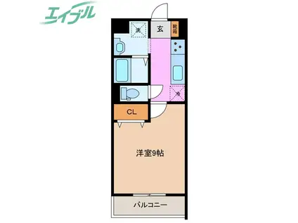 フィオレティーナ四日市(1K/1階)の間取り写真