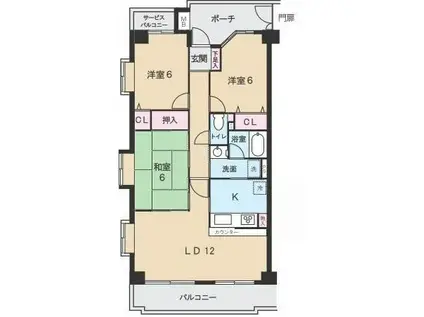 ダイアパレス上福岡III(3LDK/5階)の間取り写真