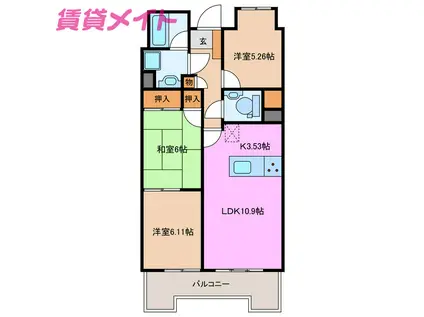 サンマンションアトレ青山(3LDK/1階)の間取り写真