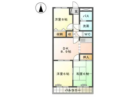 メルヴェーユ(3DK/2階)の間取り写真