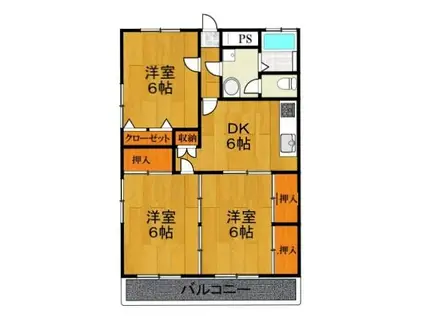 ライフガーデン(3DK/2階)の間取り写真