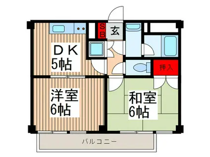 グレイスハイム越谷(2DK/2階)の間取り写真