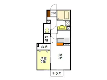グランテージ上浜(1LDK/1階)の間取り写真