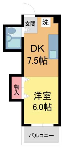ドミトリー甲子園(1DK/4階)の間取り写真