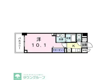 グリーンフィールドH(1K/3階)の間取り写真