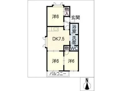 あすか E棟(3DK/2階)の間取り写真