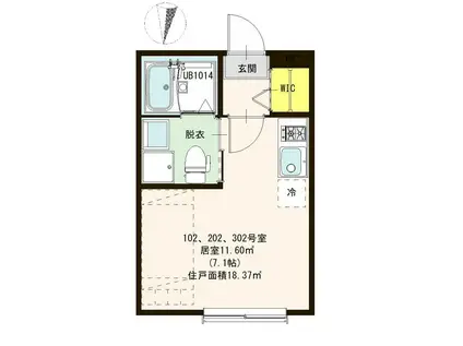 ハーモニーテラス六町V(ワンルーム/3階)の間取り写真