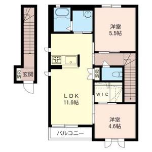 ポナールC(2LDK/2階)の間取り写真