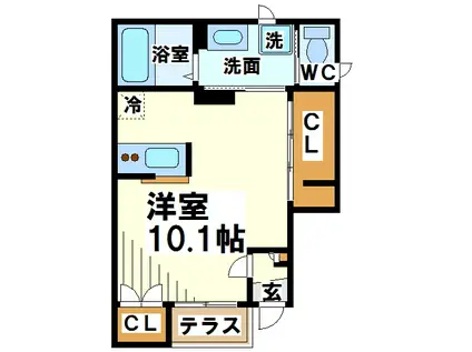 ローズガーデンK(1K/1階)の間取り写真