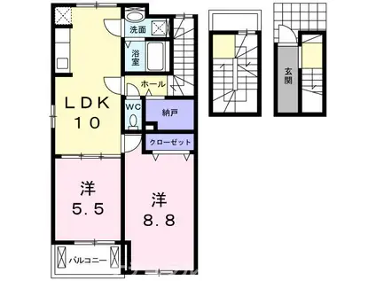豊橋鉄道渥美線 三河田原駅 徒歩57分 3階建 築11年(2LDK/3階)の間取り写真
