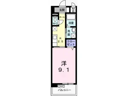 グレイスフル・K(1K/4階)の間取り写真