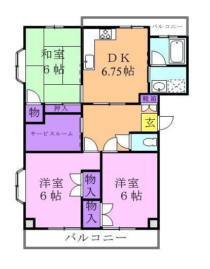 第2センターヒルズ(3DK/2階)の間取り写真