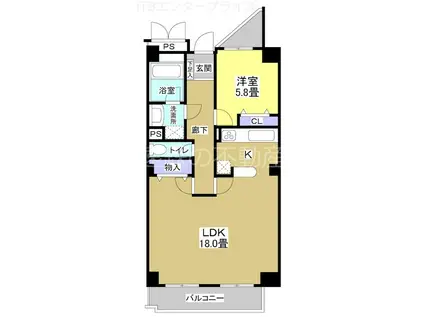 佐鳴湖パークタウンサウス(1LDK/2階)の間取り写真