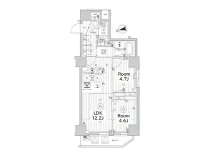 メイクス上野(2LDK/12階)の間取り写真