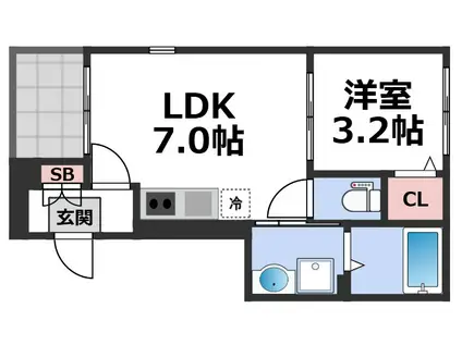 ルミナス小路(1LDK/1階)の間取り写真