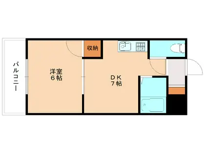 ヴィレッジ皆好園(1DK/4階)の間取り写真