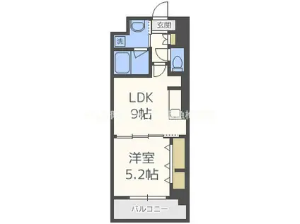 ハーヴェスト江坂(1LDK/5階)の間取り写真