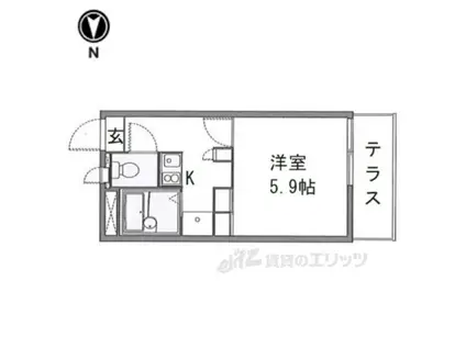 レオパレスソレイユⅡ(1K/1階)の間取り写真